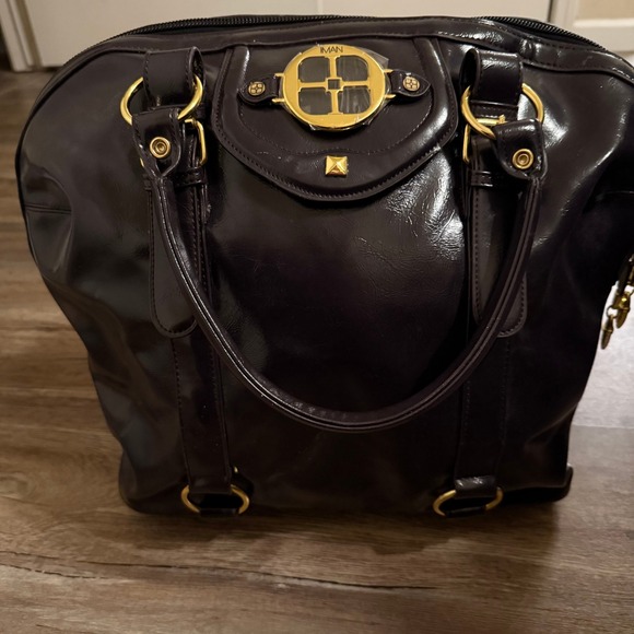 Iman Large Dark Purple and Gold Women's Purse - Picture 1 of 11